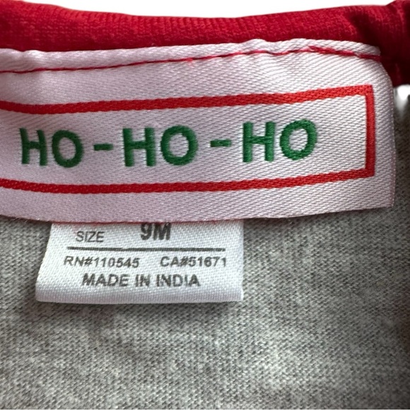 HO Ho Ho Christmas Pajama Santa Paws Puppy Footed Baby Boy 9M - Picture 2 of 6